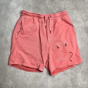 Ksubi Sweat Shorts Red Drawstring Casual Streetwear Short Mens 31x6"  Cotton